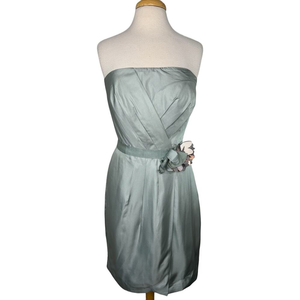 BANANA REPUBLIC Monogram *NEW* Mint Green Strapless Silk Dress Size 12 Womens